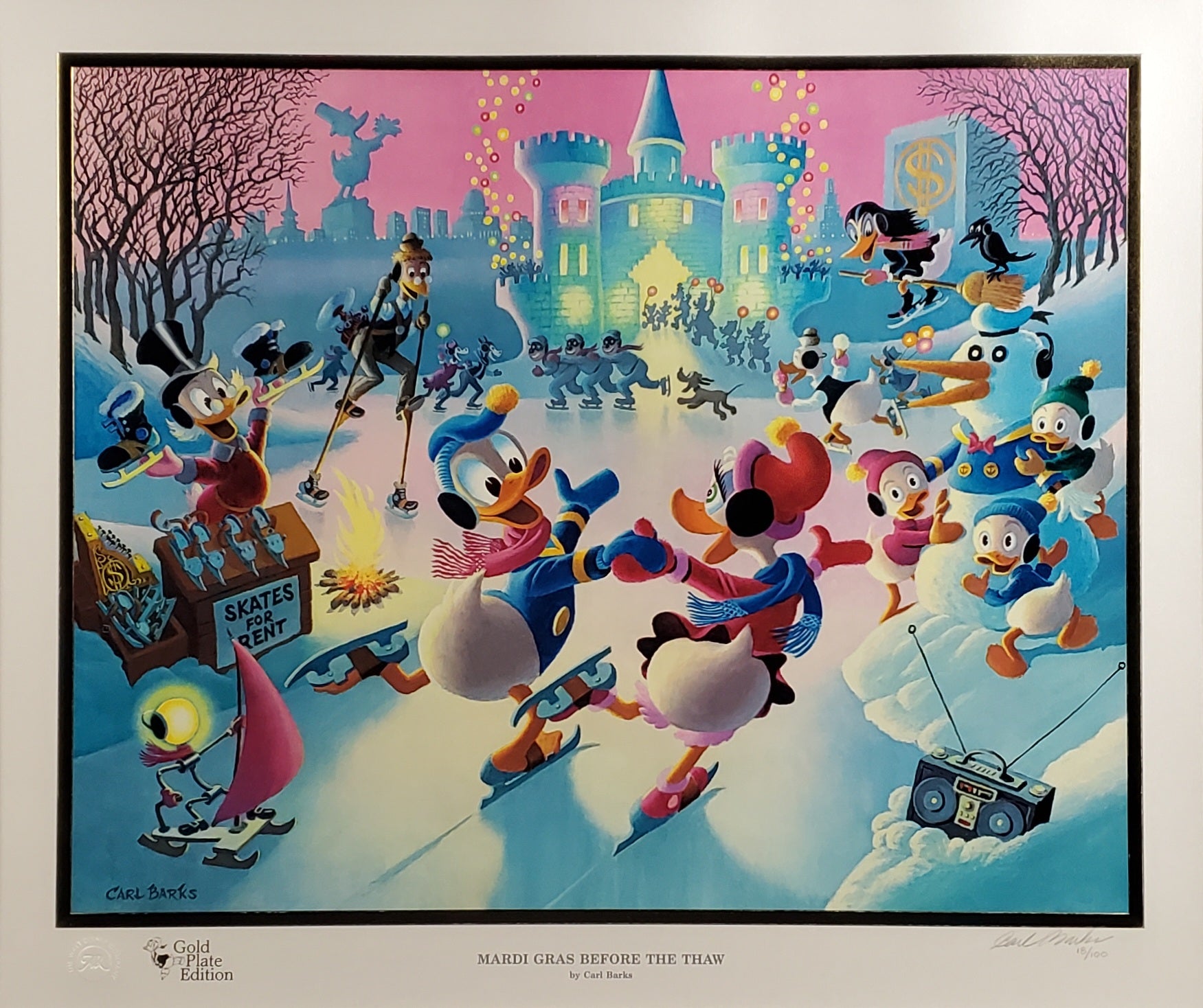 Donald Duck and Uncle Scrooge Mardi Gras Before The Thaw Carl Barks Signed Gold Plate Edition